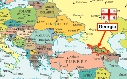 Map highlighting Georgia in relation to Europe