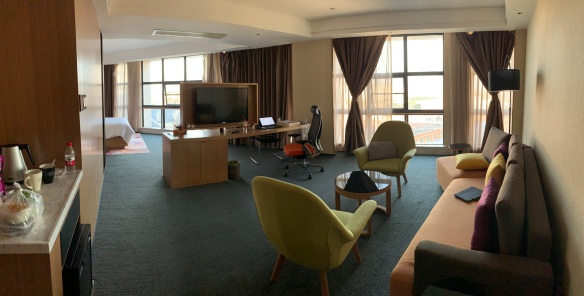 Hotel room seating area