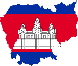 Outline of Cambodia with flag design insert